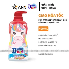 Sữa Tắm Gội Toàn Thân Cho Bé Dnee Kid Thái Lan Màu Đỏ 400ml hương dưa hấu hình con ngựa