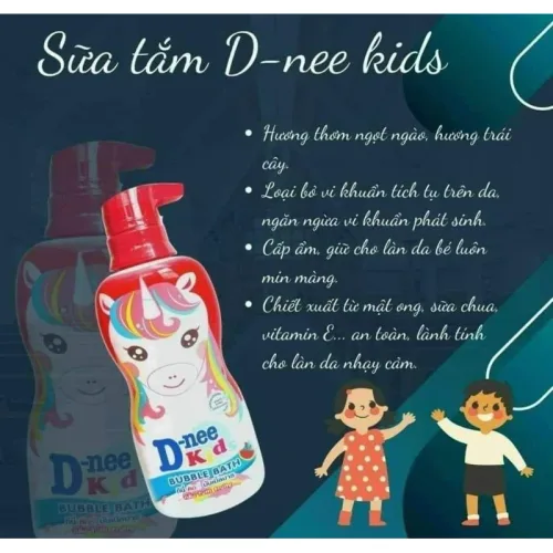 Sữa Tắm Gội Toàn Thân Cho Bé Dnee Kid Thái Lan Màu Đỏ 400ml hương dưa hấu hình con ngựa
