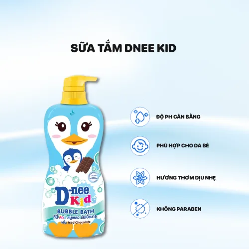 Sữa Tắm Gội Toàn Thân Cho Bé Dnee Kid Thái Lan Hình Chim Cánh Cụt  Màu Xanh Dương 400ml