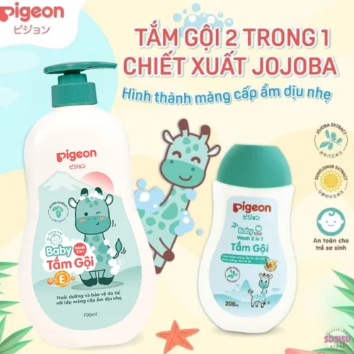 Sữa Tắm Gội Toàn Thân Cho Bé Hương Jojoba Pigeon 700ml