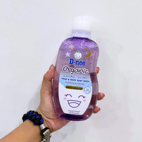 Sữa Tắm Gội Toàn Thân Cho Bé Sơ Sinh Dnee Organic Màu Tím 380ml