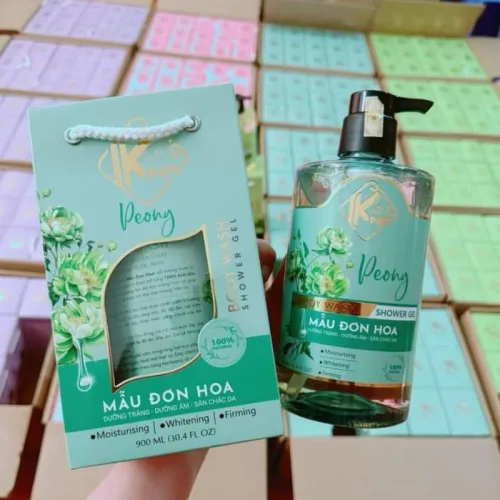Sữa Tắm Kina Hương Nước Hoa Mẫu Đơn 900ml - Hỗ Trợ Cấp Ẩm Dưỡng Sáng Da Mịn Màng - Tặng Kèm 1 Bông Tắm