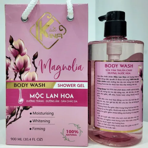 Sữa Tắm Kina Hương Nước Hoa Mộc Lan 900ml - Hỗ Trợ Cấp Ẩm Dưỡng Sáng Da Mịn Màng - Tặng Kèm 1 Bông Tắm