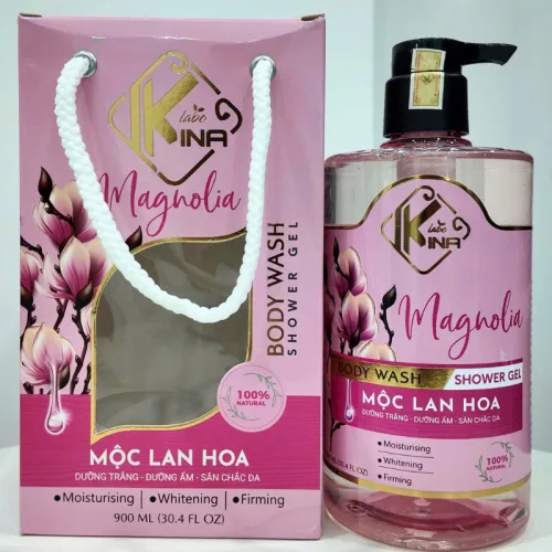 Sữa Tắm Kina Hương Nước Hoa Mộc Lan 900ml - Hỗ Trợ Cấp Ẩm Dưỡng Sáng Da Mịn Màng - Tặng Kèm 1 Bông Tắm