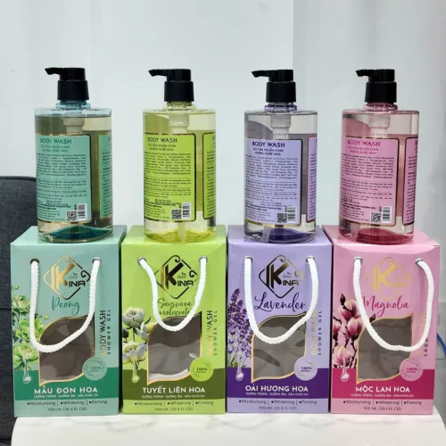 Sữa Tắm Kina Hương Nước Hoa Mộc Lan 900ml - Hỗ Trợ Cấp Ẩm Dưỡng Sáng Da Mịn Màng - Tặng Kèm 1 Bông Tắm