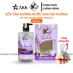 Sữa Tắm Kina Hương Nước Hoa Oải Hương 900ml - Hỗ Trợ Cấp Ẩm Dưỡng Sáng Da Mịn Màng - Tặng Kèm 1 Bông Tắm