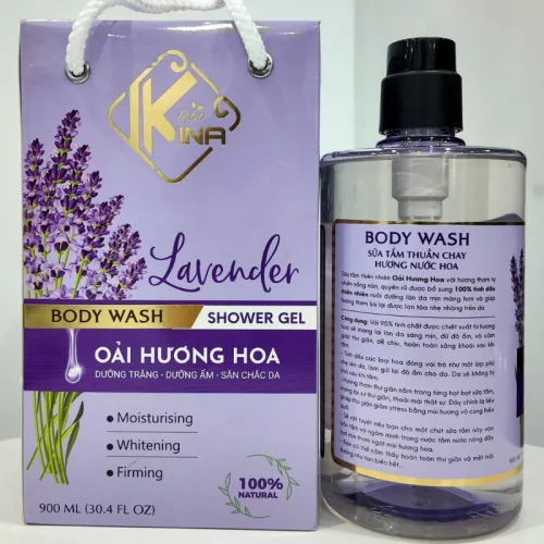 Sữa Tắm Kina Hương Nước Hoa Oải Hương 900ml - Hỗ Trợ Cấp Ẩm Dưỡng Sáng Da Mịn Màng - Tặng Kèm 1 Bông Tắm