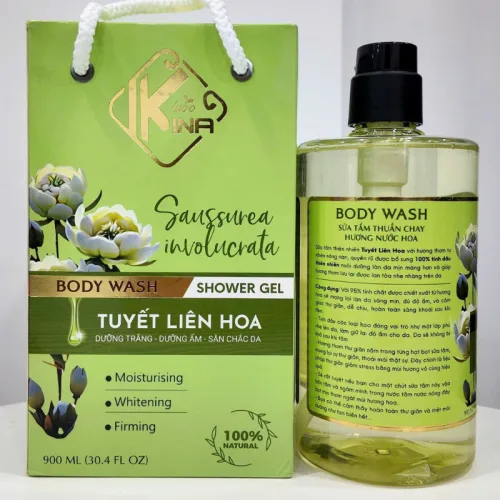 Sữa Tắm Kina Hương Nước Hoa Tuyết Liên 900ml - Hỗ Trợ Cấp Ẩm Dưỡng Sáng Da Mịn Màng - Tặng Kèm 1 Bông Tắm