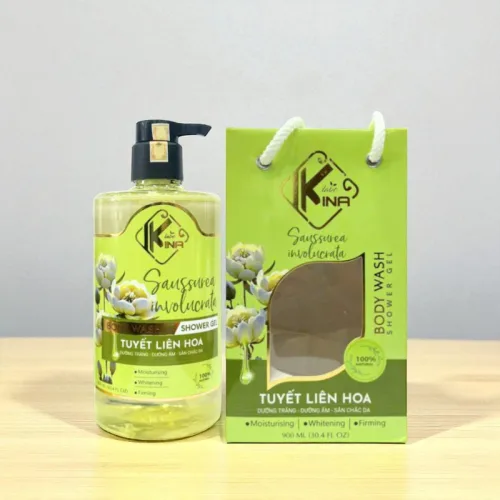 Sữa Tắm Kina Hương Nước Hoa Tuyết Liên 900ml - Hỗ Trợ Cấp Ẩm Dưỡng Sáng Da Mịn Màng - Tặng Kèm 1 Bông Tắm