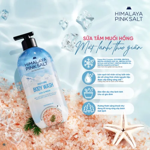 Sữa Tắm Muối Hồng Himalaya Pink Cool & Freeze Làm Sạch Dưỡng Ẩm 500g