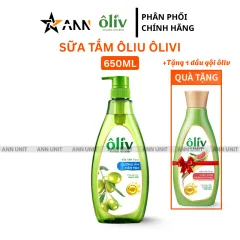 Sữa Tắm Ôliu Ôliv 3x Dưỡng Ẩm 650ml Xanh Dương - Tặng Dầu Gội Ôliu Giúp Giảm Gãy Rụng Tóc
