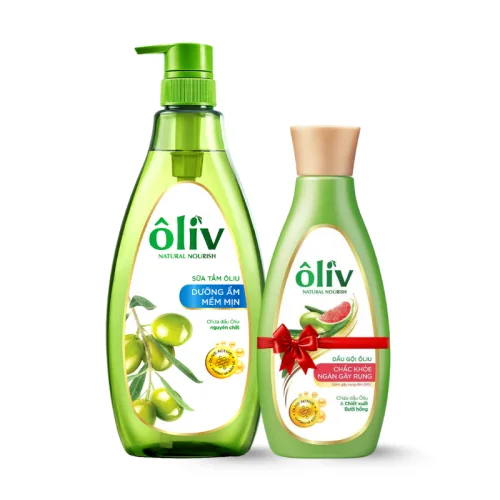 Sữa Tắm Ôliu Ôliv 3x Dưỡng Ẩm 650ml Xanh Dương - Tặng Dầu Gội Ôliu Giúp Giảm Gãy Rụng Tóc