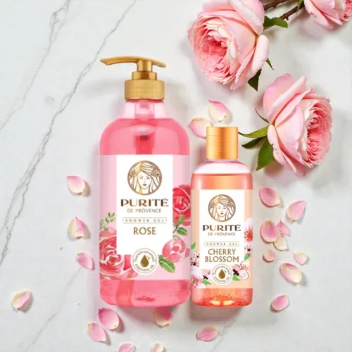 Sữa Tắm Purite Hương Hoa Hồng 850ml Dưỡng Sáng Da - Tặng 1 Chai Sữa Tắm Hương Hoa Anh Đào