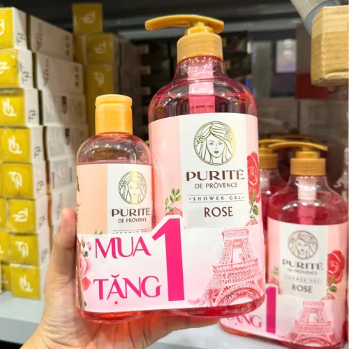 Sữa Tắm Purite Hương Hoa Hồng 850ml Dưỡng Sáng Da - Tặng 1 Chai Sữa Tắm Hương Hoa Anh Đào