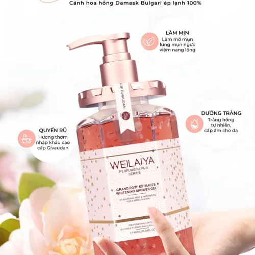 Sữa Tắm Trắng Da Cánh Hoa Hồng Weilaiya Damask đặc biệt quyến rũ sang chảnh