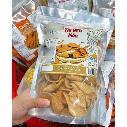 Tai Heo Mặn 500g Giòn Ngon Túi Zip