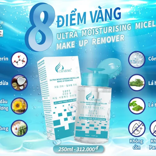 Tân trang làn da với tẩy trang Charme dưỡng da thế hệ mới với 8 điểm vàng