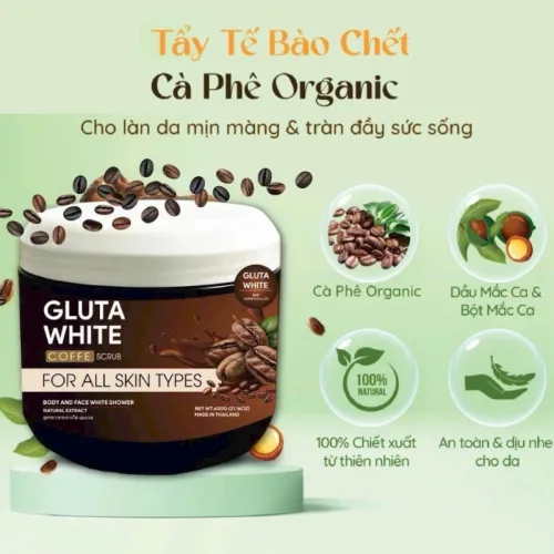 Tẩy Tế Bào Chết Body Gluta White Coffee Scrub Chiết Xuất Cà Phê 600g