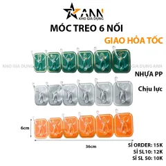 Combo 3 Thanh 6 Móc Treo Dán Tường - Móc Nhựa Treo Đồ Dán Tường Nhà Bếp Nhà Tắm Đa Năng Chịu Lực Tốt 36x6cm