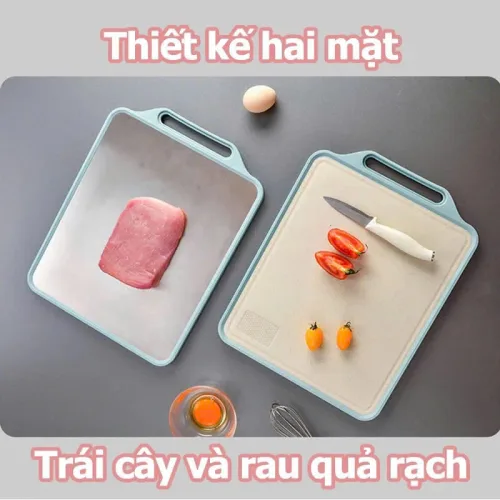 Thớt Kháng Khuẩn 2 Mặt Inox 304 & Nhựa PP Chống Ẩm Mốc Không Gỉ 30.5x39.5x1.5cm