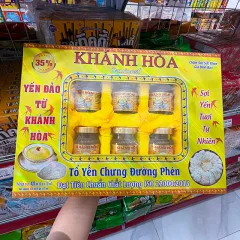 Tổ Yến Chưng Sẵn Canxi Đường Ăn Kiêng Khánh Hòa Saminest 35% Set 6 Hủ - Hộp Vàng