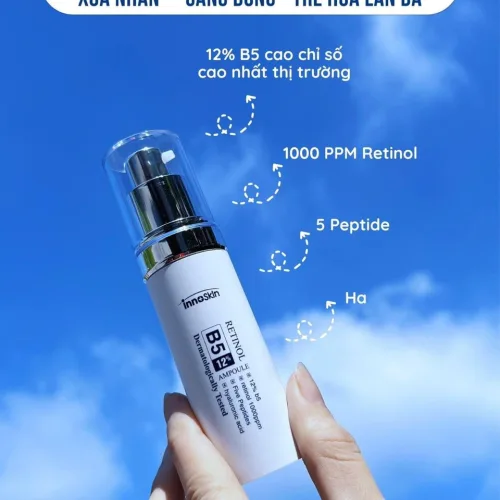 Trộm vía khách nhà em dùng Ampouple retinol B5 nhà Innoskin sau vài tuần mà da tiến bộ nhiều quá