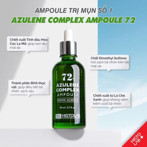 Vẫn đang lăn tăn lựa chọn serum dưỡng cho da mụn hẻ  Chọn liền Tinh Chất Histolab 72% Azulene Complex Ampoule đi thôi.