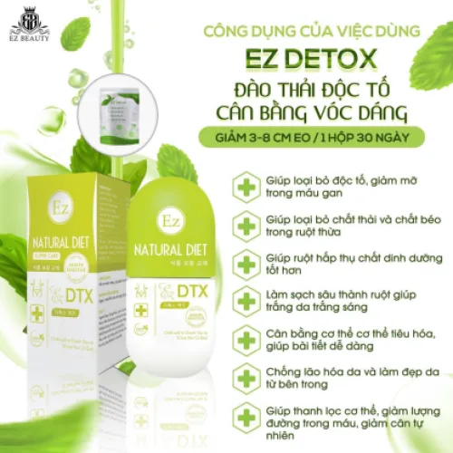Viên Uống Detox EZ   Giúp hỗ trợ loại bỏ độc tố giảm mỡ trong máu gan giảm mỡ bụng