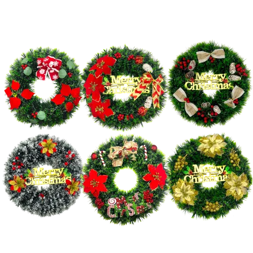 Vòng Nguyệt Quế Noel Trang Trí Tường Cửa Giáng Sinh 6 Mẫu Loại Đẹp Size 38cm