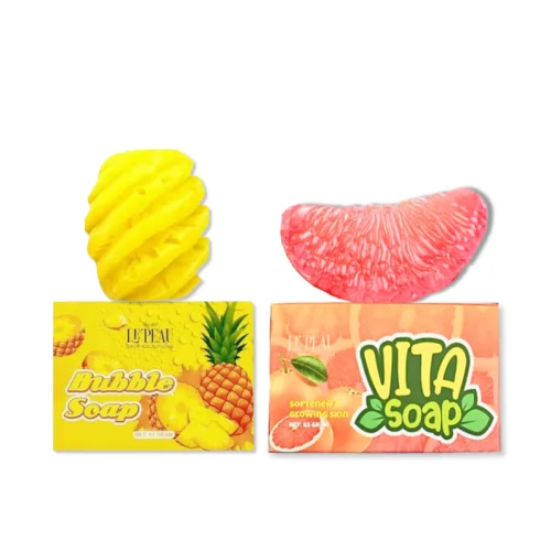 Xà Bông Tắm Trắng Body Khóm Bubble Soap 65g & Bưởi Vita Soap 85g Le Peau - Combo 2 (1 Khóm + Tặng 1 Bưởi)
