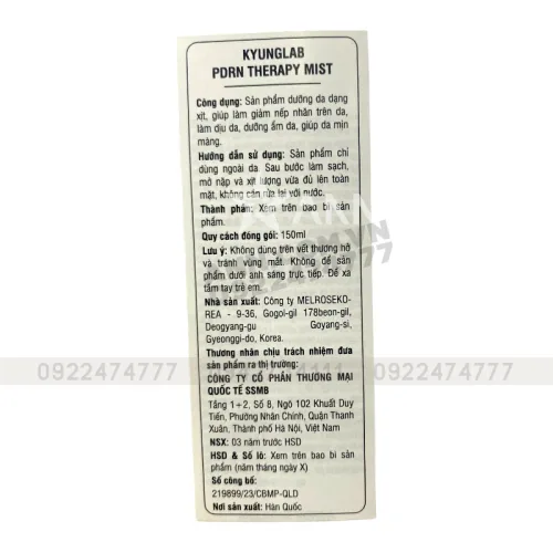 Xịt Khoáng Kyung Lab PDRN Therapy Mist Hàn Quốc 150ml
