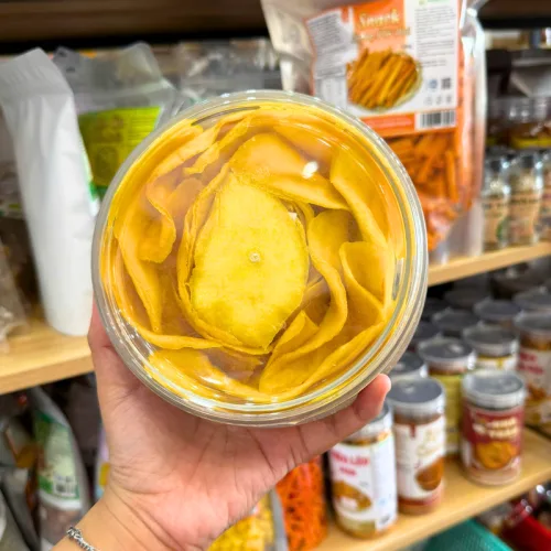 Xoài Sấy Dẻo - Xoài Xếp Hoa Thơm Ngon 500g - Hộp Tròn