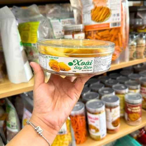 Xoài Sấy Dẻo - Xoài Xếp Hoa Thơm Ngon 500g - Hộp Tròn