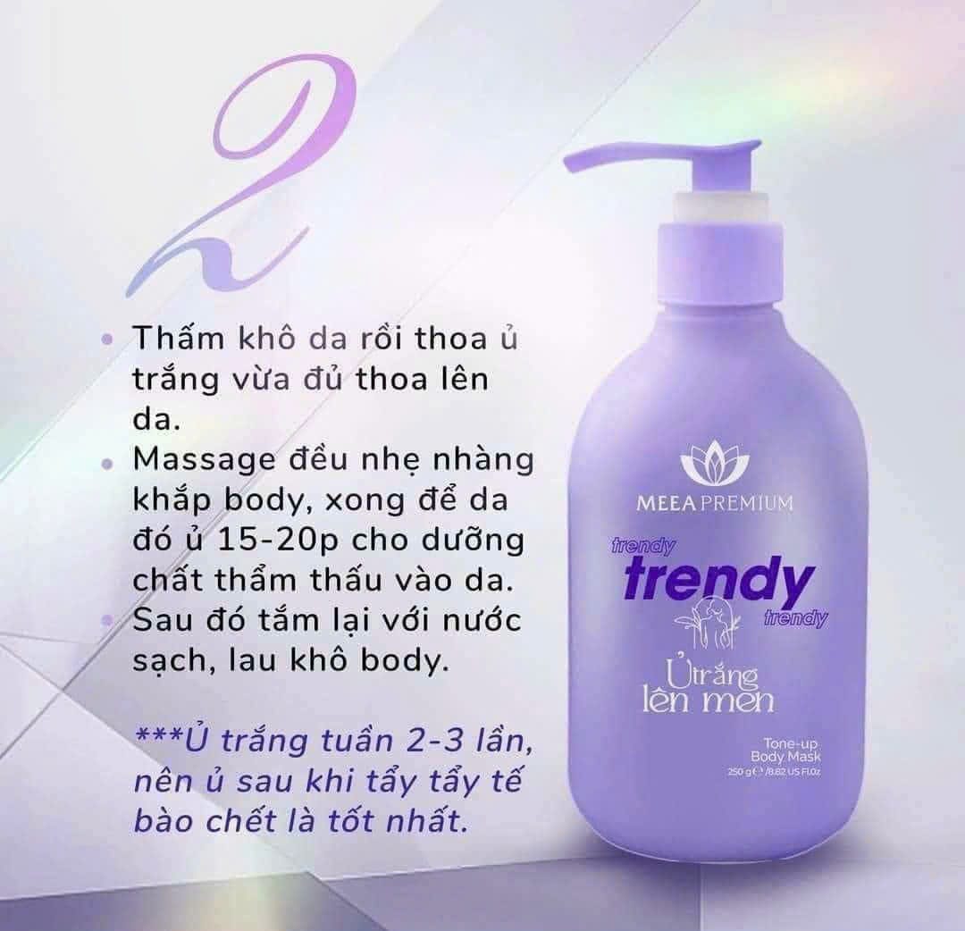 Ủ trắng body ủ trắng lên men Trendy- Meea Premium dưỡng ẩm thu nhỏ lỗ chân lông làm trắng da